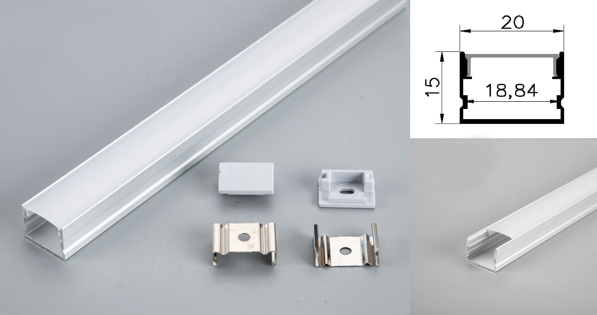 Profil led aluminiu HSM-2015M/2 – aplicat/2m